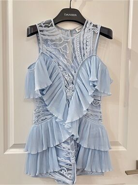 Alice McCall Light Blue Ruffle Lace Romper